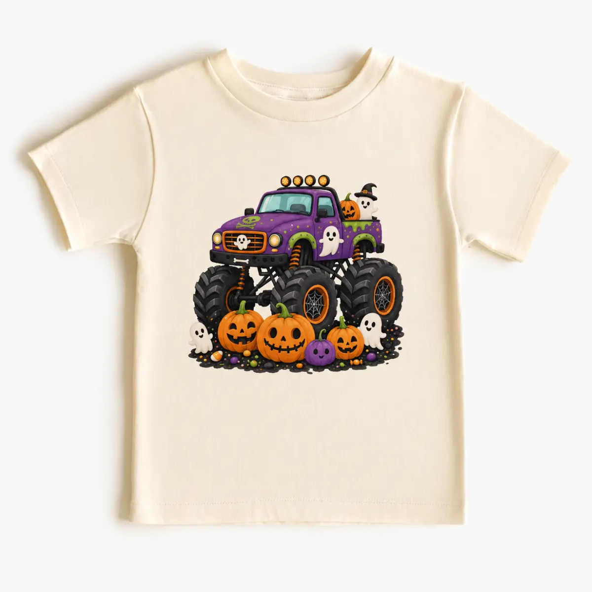Halloween Monster Truck Shirt, Pumpkin Ghost Toddler Tee, Boys Halloween Kids T-Shirt, Spooky Birthday Gift