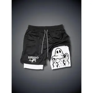 Men's Summer Fashion Printed Shorts Naughty Ghost Sexy Chest Graphics 3D Printed Fitness Double Shorts