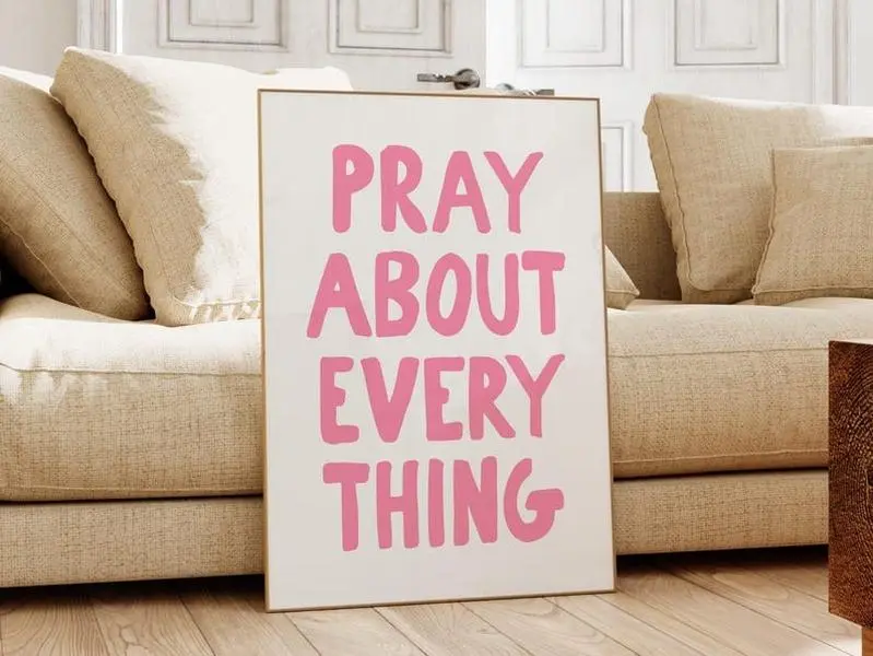 Pink Christian Wall Art, Printable Cute Pink Bible Verse Art Print, Trendy Christian Aesthetic Home Decor, Preppy Pink Christian Print
