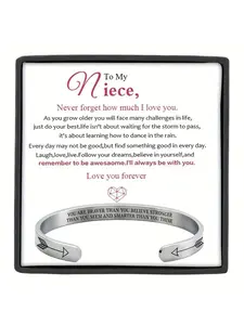 To My Niece Back-to-School Inspirational Trendy C-Shaped Open Bracelet | With Message Card & Gift Box | Perfect Christmas/Birthday/Party/Anniversary/Back-to-School Gift Cuff Bracelet