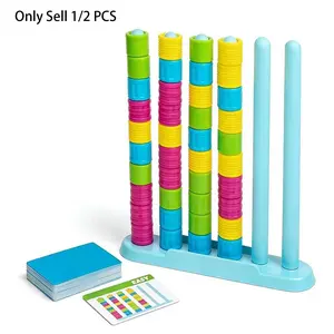 1/2 SETS Color Match Challenge Game, Travel Stacking Game -Colorful Rings & Cards, Stacking Puzzle for Family & Adults with 60+ Logic Challenges, Speed & Strategy Game for Game Night Gatherings