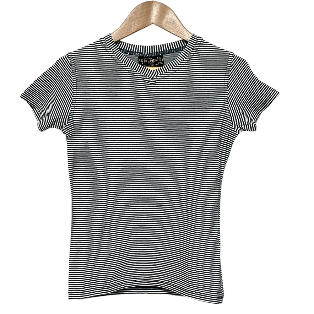 Pre-owned FENDI Cotton Small Leather Goods Stripe Short Sleeve T Shirt