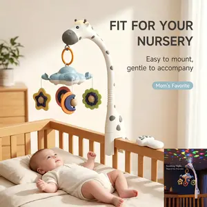 TUMAMA Baby Crib Mobile,3 in 1 Crib Toys with Remote Control,Projection Night Light, Music and White Noise, Mute Spin Motor Nursery Sensory Toys for Infant 0 3 6 9 Month Newborn Xmas Gift