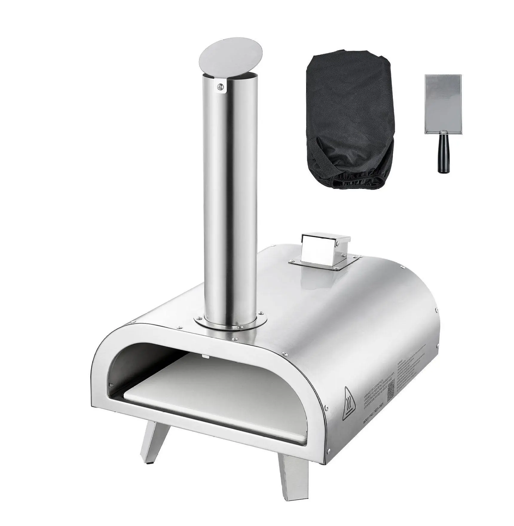 Outdoor Pizza Oven 12", Pellet Pizza Oven, Portable Wood Fired Pizza Maker with Thermometer, Stainless Steel Pizza Stove for Backyard Camping Default