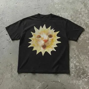 Sun Cat Meme Shirt, Funny Kitten Tshirt,Unisex Vintage Graphic Tees Gothic Grunge Y2k Emo Scene Amity Affliction Style Clothes Men Women Streetwear, Gift For Men And Women