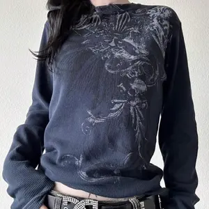 Graphic Tees For Women Teen Girls Fairy Grunge Long Sleeve Shirts Tops Aesthetic Vintage 2000s Gothic Clothes Graphic Printed Gothic Tee Tops Slim Fit Aesthetic E Girl T Shirts Blouse