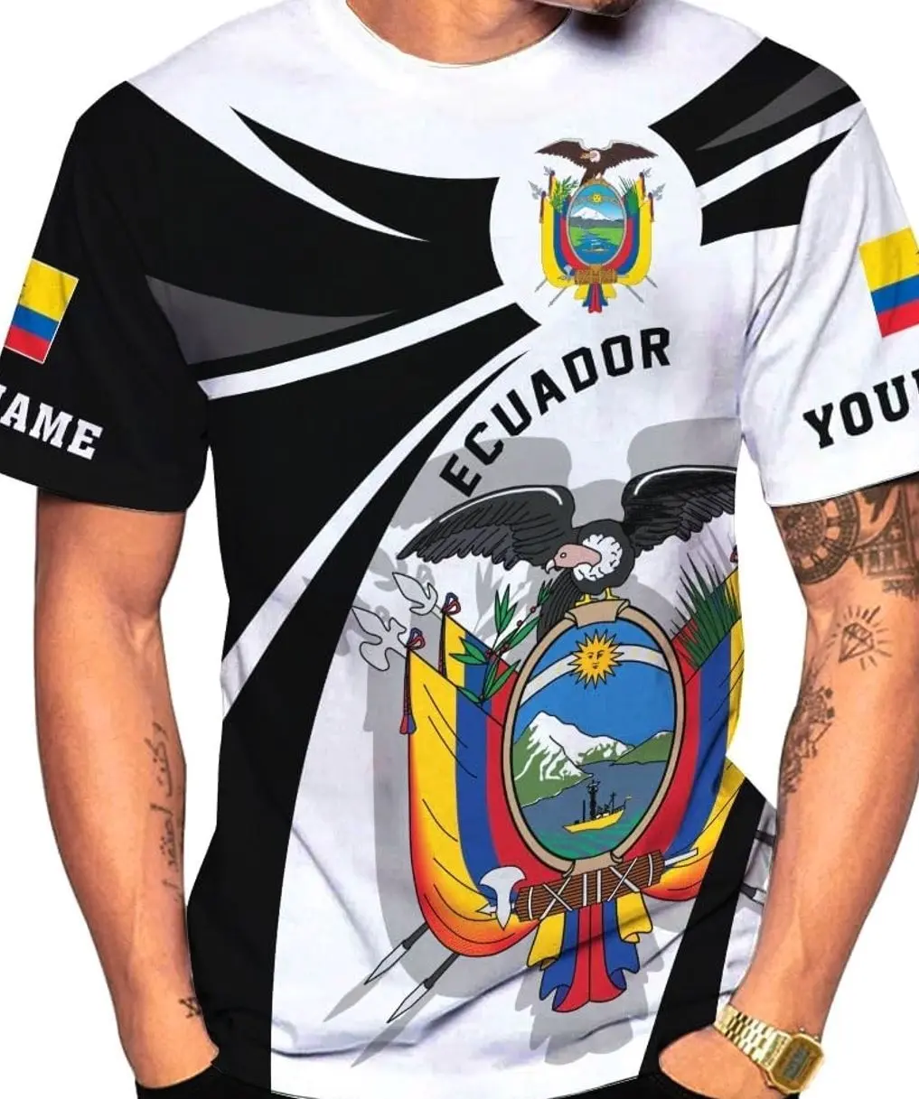 Tee4U 8 Personalized Name Ecuador 3D Shirt, Ecuador Flag Pride Gift T-Shirt, Men & Women S-5XL Polo Shirt, S-5XL Unisex DAIB
