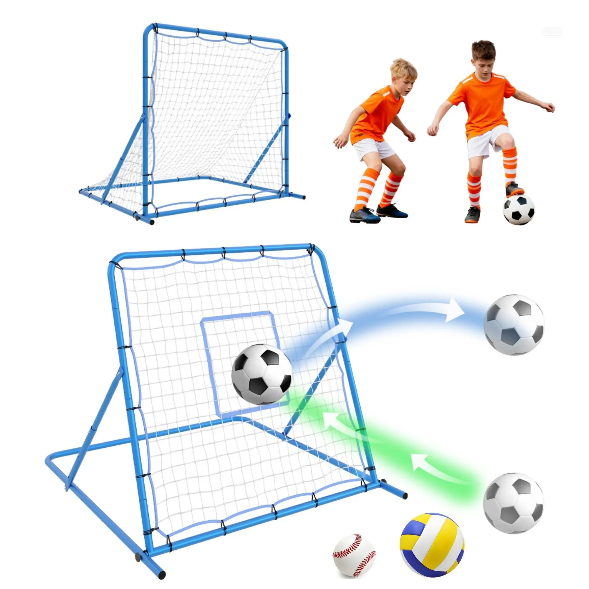 Dual-Mode Soccer Goal and Rebounder Net, Durable Frame for and Passing Practice, Adjustable Angle for Skill Training, Ideal Soccer Training Equipment for Kids Teens and Adults