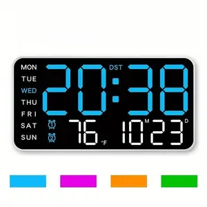 Large Digital Wall Clock with LED Display, LED Alarm Clock, Date & Temperature Timer, Ideal Gift for the Elderly, Living Room, Bedroom & Home Decor