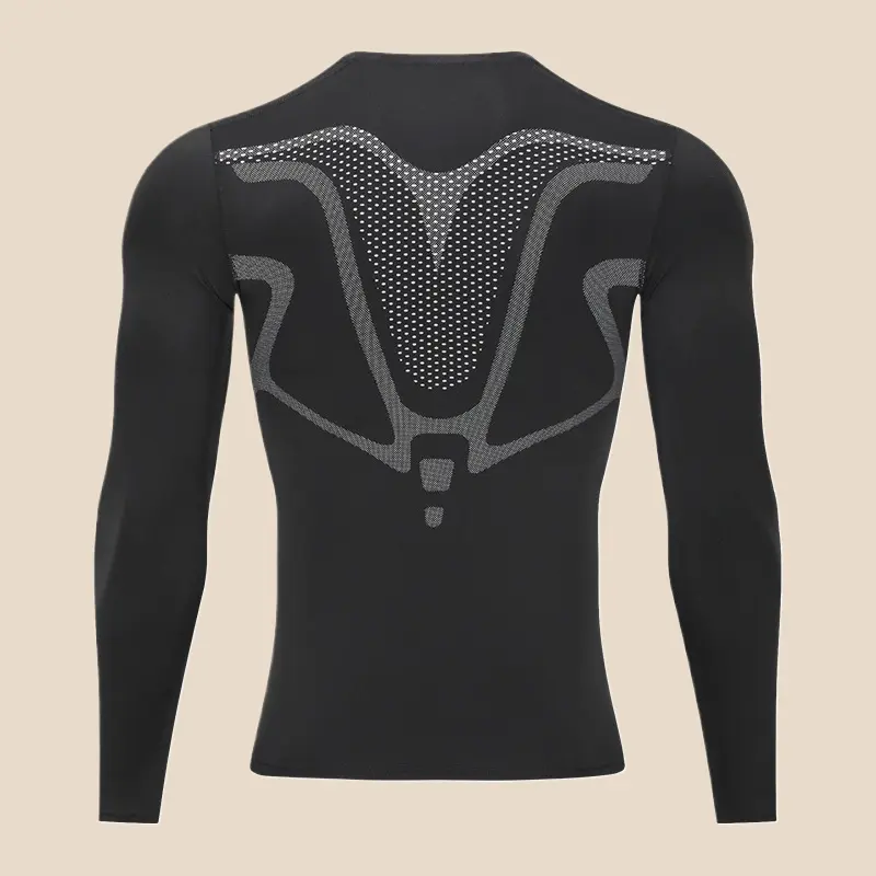 Men's Plus Size Compression Shirt, Long-Sleeve Base Layer in Quick-Dry Stretch Polyester with Mesh Panels, Floral & Solid Patterns