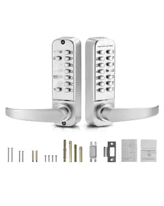 Mechanical Keyless Entry Door Lock With 14-Key Mechanical Keypad For Home Use, Durable Zinc Alloy Security Lock With Easy Installation, Anti-Pick, Backlit Keypad, Weather Resistant, Silver Finish, Fits Most Standard Exterior Doors