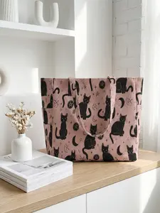 Cat Pattern 2D Print Travel Duffle Bag, Travel Essentials Bag, Large Capacity Storage Bag, Durable Multi-Pocket Design, Zipper Closure, Casual Style, All Seasons