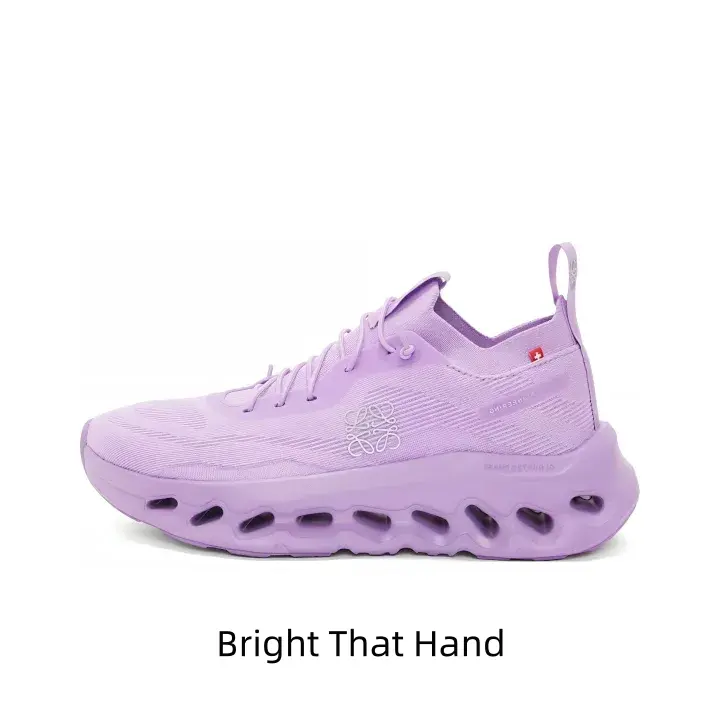 Pastel lavender workout sneakers elastic hollow cushioned outsole breathable knit upper comfy footwear for fitness commuting daily walking exercise