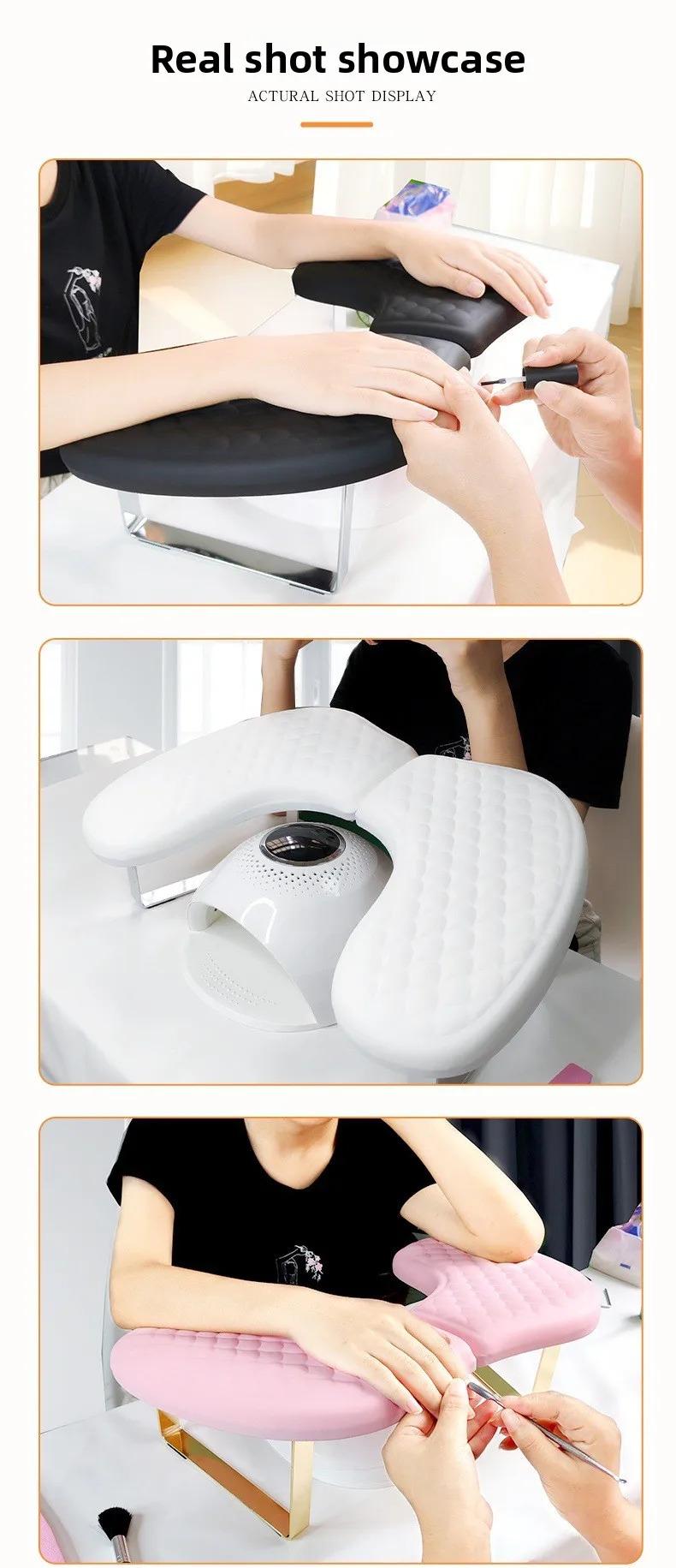 Pink Nail Art Hand Pillow Russian Style U-shaped High-end Foldable Comfortable Quilted Diamond Pattern Hand Pillow Cushion Nail