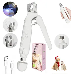 LED Dog Nail Clipper and Grinder Combo, 2 in 1 Safe Grooming Tool, Quiet Low Vibration, Sharp Blades, USB Rechargeable, for Dogs Cats of All Sizes Home Use