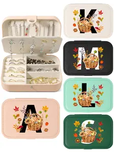 One gift for her - A-Z letter jewelry management box - compact travel Halloween themed element durable portable design jewelry box