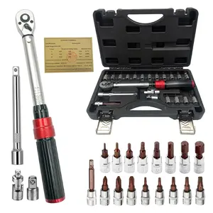 21-Piece Set, Torque Wrench 1/4 Inch Drive, ,2-24 Nm Bike Torque Wrench Set with Extension Bar, Adapter