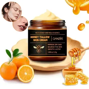 Organic Grass-Fed Beef Tallow Balm with Raw Honey 3.88 oz Hydrating Body Cream for Soft Smooth Radiant Skin Long Lasting Moisturizing Anti-Wrinkle Care Intensive Soothing Care, Moisturizer, Body Care