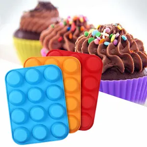 3Pcs/Set Silicone Muffin Pan,Cupcake Pan(12 Cups),Food Grade Egg Muffin Baking Silicone Molds,Non-stick,Red,Orange,Blue,Halloween Party Decor Gifts,DIY Hand Tools Kits
