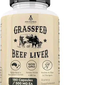 Non-GMO Grass Fed Beef Liver 180 Capsules for Energy, Detox, Digestion & Immunity Healthcare