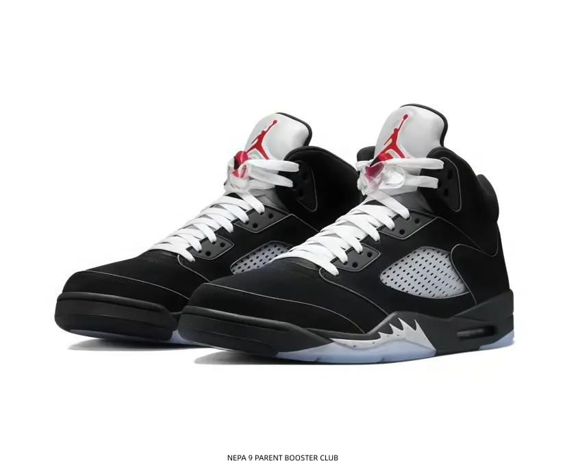 Men’s Retro Basketball Sneakers, black suede upper with gray mesh side panels, white laces and tongue details. High‑top silhouette paired with translucent icy blue outsole for timeless street‑wear look.