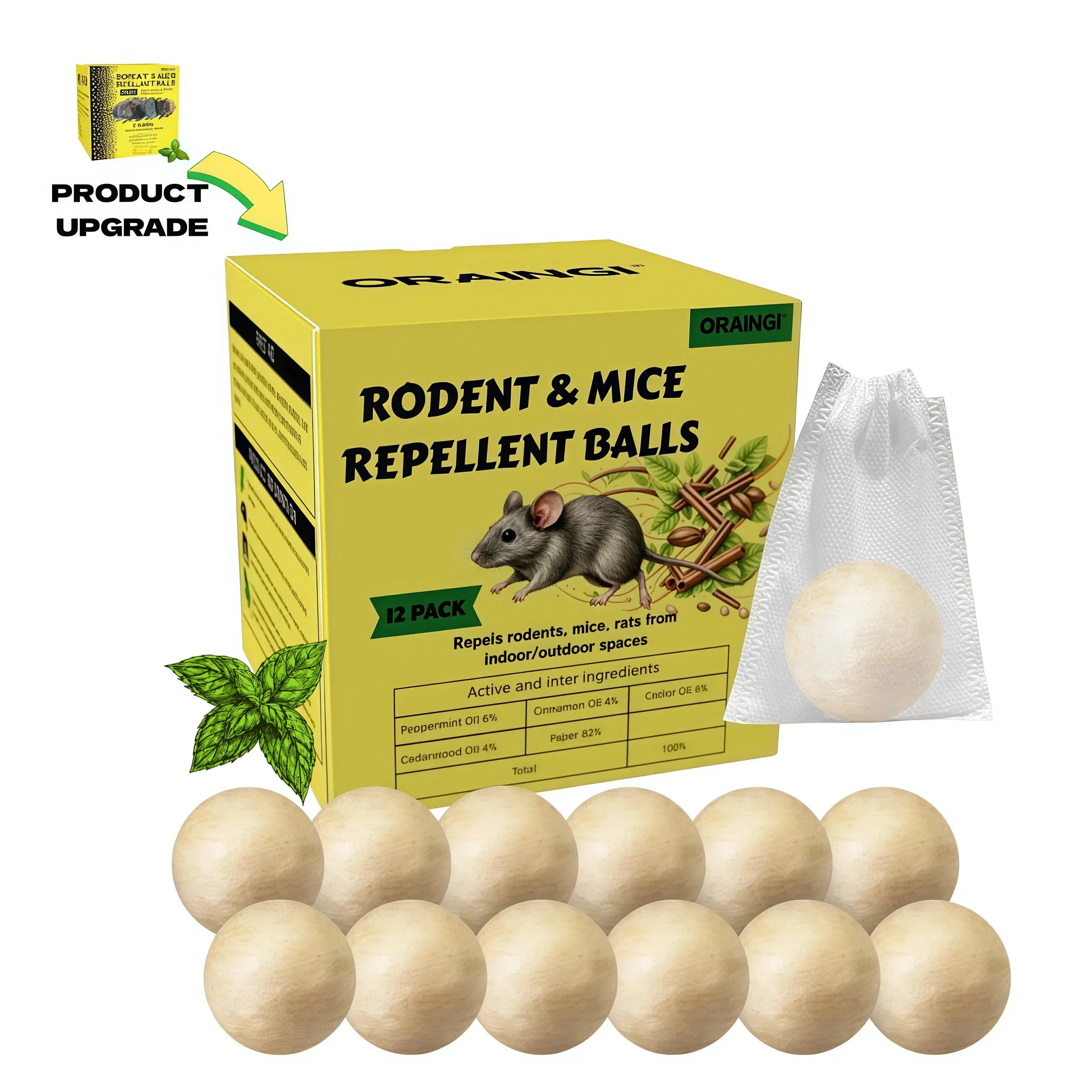 Mouse & Rat Repellent Balls, Indoor/Outdoor/Car Engine Protection, Long-Lasting Peppermint Oil Formula, 30 Days Effective Mouse Deterrent, Safe for Pets & Kids.