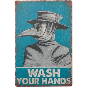 Embrace the Enchantment of Plague Doctor Art: A Vintage Tin Sign for Home Decor, Gifts, and Wall Decor 8x12 Gothic Metal
