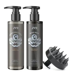 JVR Beard Wash and Beard Conditioner for Men, Beard Shampoo Cleanse and Reduces Frizz, Soften & Strengthens, Organic with Coconut, Aloe, Provides Shine for Dry & Coarse Beards (6.7oz), Beard Grooming Kit for Men, Beard Care Kit Includes Oil and Balm