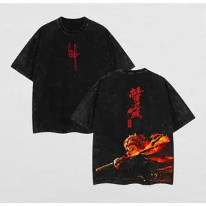 Rengoku x Demon Slayer Vintage Unisex Oversize Anime Manga Acid Washed Heavyweight Cotton Washed T-shirt & Washed Hoodie, graphic tee, anime merch fan, outfits men  Demon Slayer merchandise Unisex 100% Cotton T-shirt Inkjet printing t-shirt