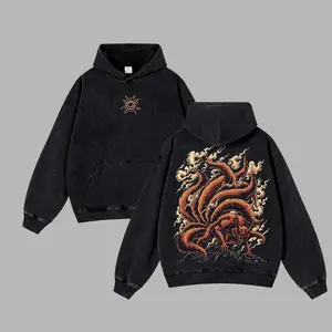 Jinchuriki Kurama Nine Tailed Fox - Naruto Anime Retro Unisex Acid Washed T-Shirt, Hoodie, Oversized Unisex Anime Merch, Soft Cotton Streetwear Clothes, Unisex Manga Apparel, Gift for Anime Fans, Christmas Gift 1UL