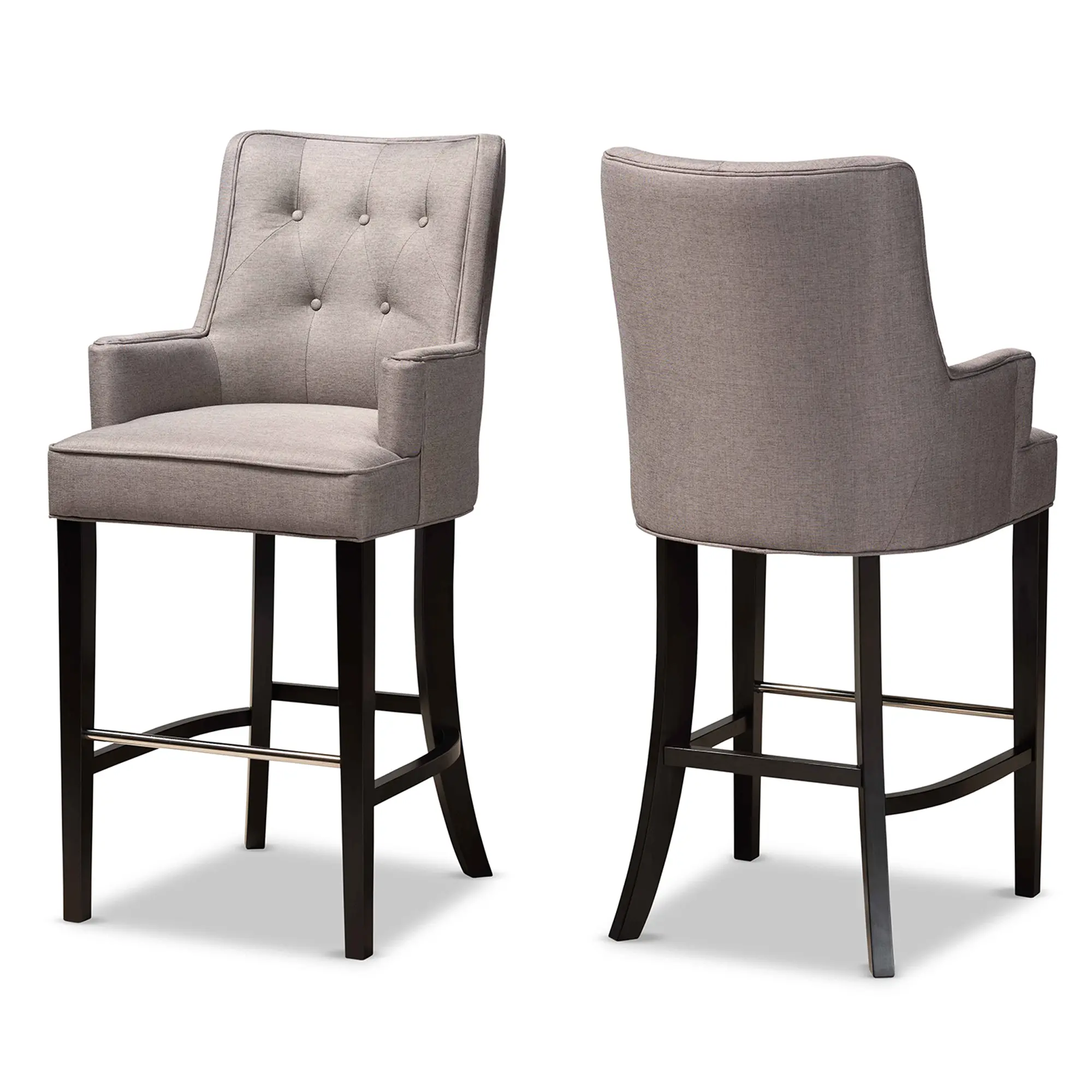 Baxton Studio Aldon Modern Bar Stool, Set of 2, Dark brown