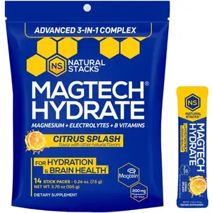 MagTech Magnesium Hydrate Packets Sugar Free Hydration Powder Magnesium L Threonate Glycinate Brain Support 14 Servings
