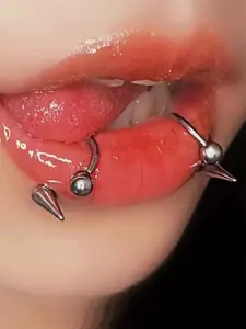 2Pcs Stainless Steel Lip Rings, Lip Piercing Ring, Unisex Punk Style, Durable Comfortable Body Jewelry Accessories