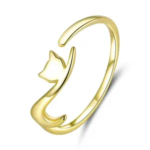 Sticky Cat with Long Tail Adjustable Ring adjustable ring initial ring