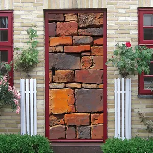 2pcs Vintage Brick Wall Decor Stickers Self Adhesive Removable Stereo Simulated Brick Texture Wall Decals for Living Room Bedroom TV Background Wall Home Renovation Waterproof Moisture Proof Environmenta
