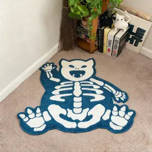 Blue Cartoon Fat Beast Carpet, Artistic Atmosphere, Non-Slip Washable, Unique Decor for Bedroom Living Room Game Room, Decorative Rug