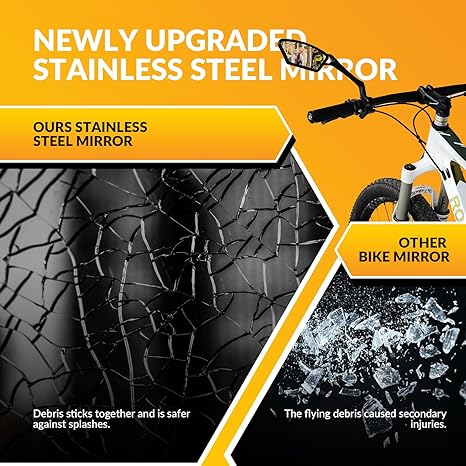 ROCKBROS Bike Mirrors for Handlebars - HD Blast-Resistant Bicycle Mirror for Ebike - 360 Degree Adjustable Bike Rear View Mirror - Left and Right