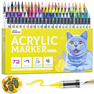 Acrylic Paint Markers Brush Tip,Automatic Ink Control Acrylic Paint Pens,No Bleed & Good Coverage Acrylic Markers for Coloring Books,Rock Painting,Canvas,Ceramic,Wood - LET'S RESIN