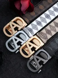Men's Business Fashion Letter Print Belt, Casual Automatic Buckle Waist Belt, Fashion Belt for Young Adults, Trendy Exquisite Belt