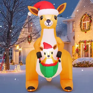 6.8 FT Christmas Inflatables Outdoor Decorations Inflatable Kangaroo Mother and Baby Kangaroo Blow Ups with Built-in LEDs for Yard Party Lawn Decor