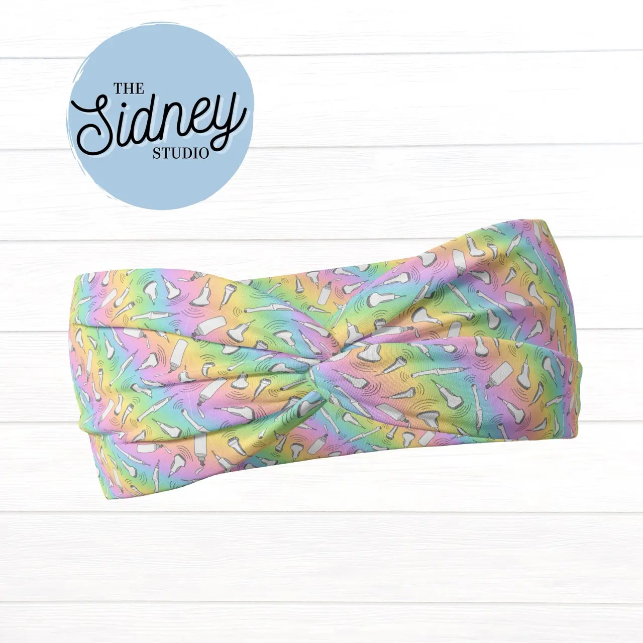 The Sidney Studio Rainbow Ultrasound Probes Wide Twist Headband for Women Soft Double Brushed Polyester Stylish Practical Hair Accessories