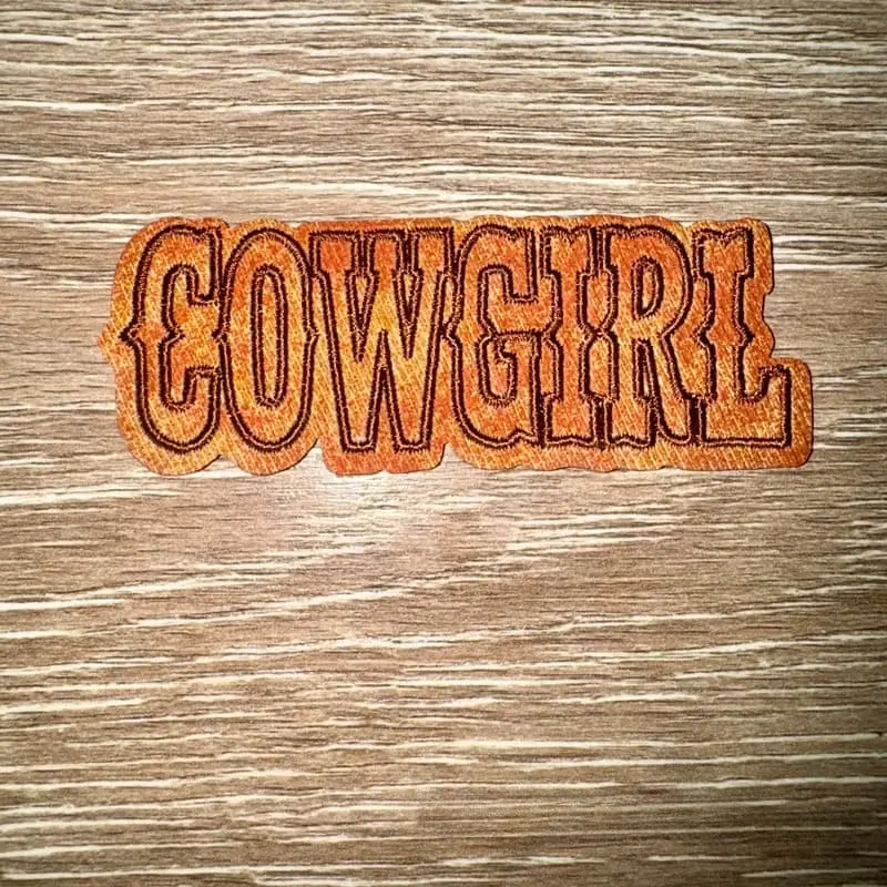Cowgirl Brown Leather Iron-On Patch