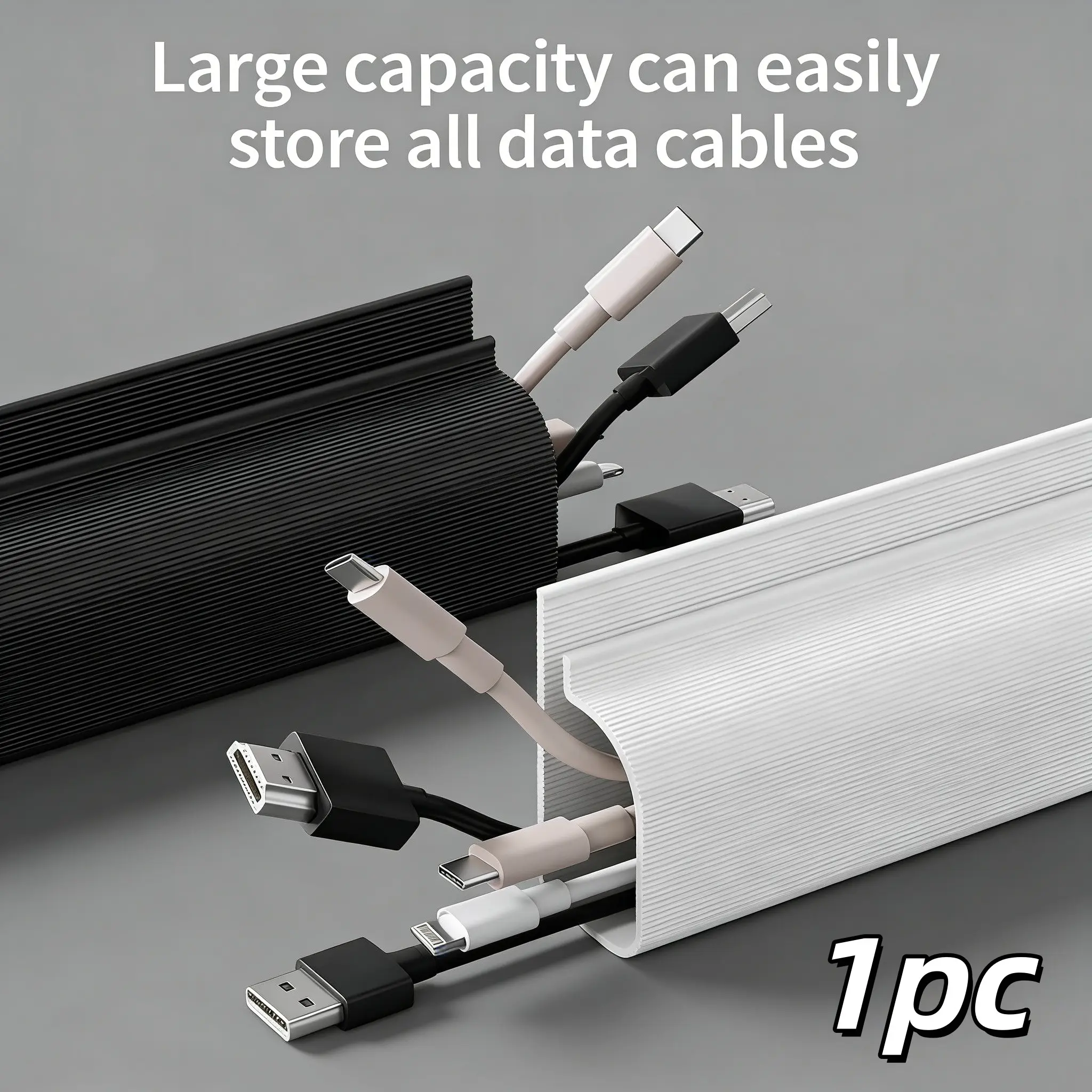 Under Desk Cable Management Kit, Cord Storage, Desk Accessories, Self-Adhesive PVC Cord Organizer Tray 40cm/15.7in, No Drill Installation for Office Home Desk, Hide Computer Wires& Power Strips| Keep Workspace Neat