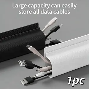 Under Desk Cable Management Kit, Self-Adhesive PVC Cord Organizer Tray 40cm/15.7in, No Drill Installation for Office Home Desk, Hide Computer Wires& Power Strips| Keep Workspace Neat