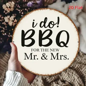 Wedding BBQ Sign, 2D Flat Print Metal Plaque, Home Decor for Front Door Porch Living Room Bedroom, Rustic Outdoor & Indoor Decoration