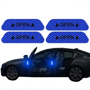 4pcs Reflective Car Door Sticker Safety Opening Warning Reflector Tape Decal Auto Car Accessories Exterior Interior Reflector Sticker Vehicle