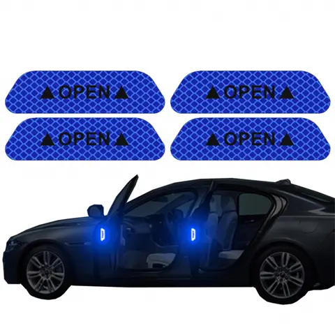 4pcs Reflective Car Door Sticker Safety Opening Warning Reflector Tape Decal Automotive Auto Car Accessories Exterior Interior Reflector Sticker Vehicle