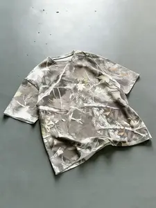 1 Piece Unisex Regular-Fit Camouflage Branch Print Short T-Shirt, Outdoor Casual Style, Soft and Breathable Fabric, Perfect for Hiking, Camping and Daily Wear