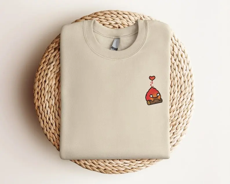 Calcifer Embroidered Tshirt/Sweatshirt/Hoodie, Howl's Moving Castle Shirt, Studio Ghiblie Shirt, Anime Gift EB11