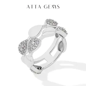 Brilliant Cut 1.3-2.0mm Synthetic Moissanite Ring Leaf shape Birthday Engagement Gift R151